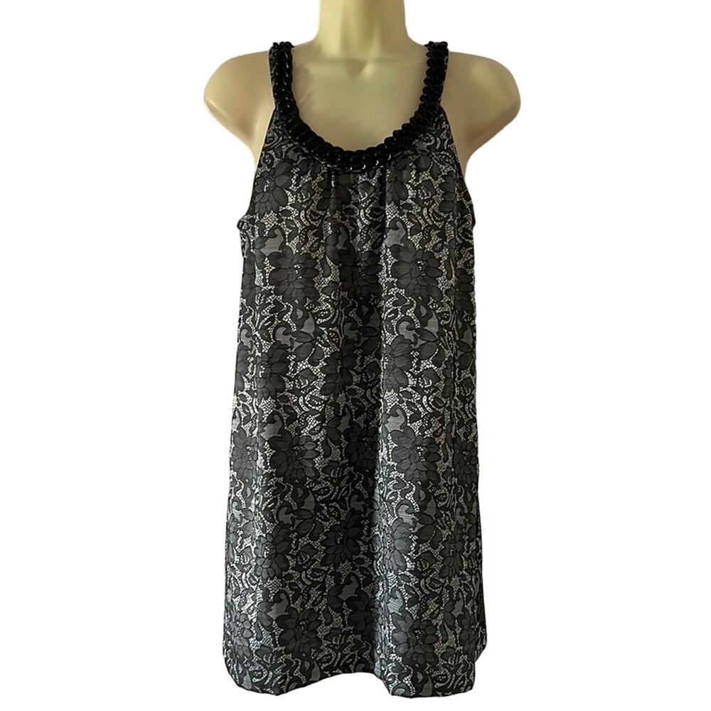 Michael Michael Kors Silver & Gray Floral Print Mini Cocktail Dress